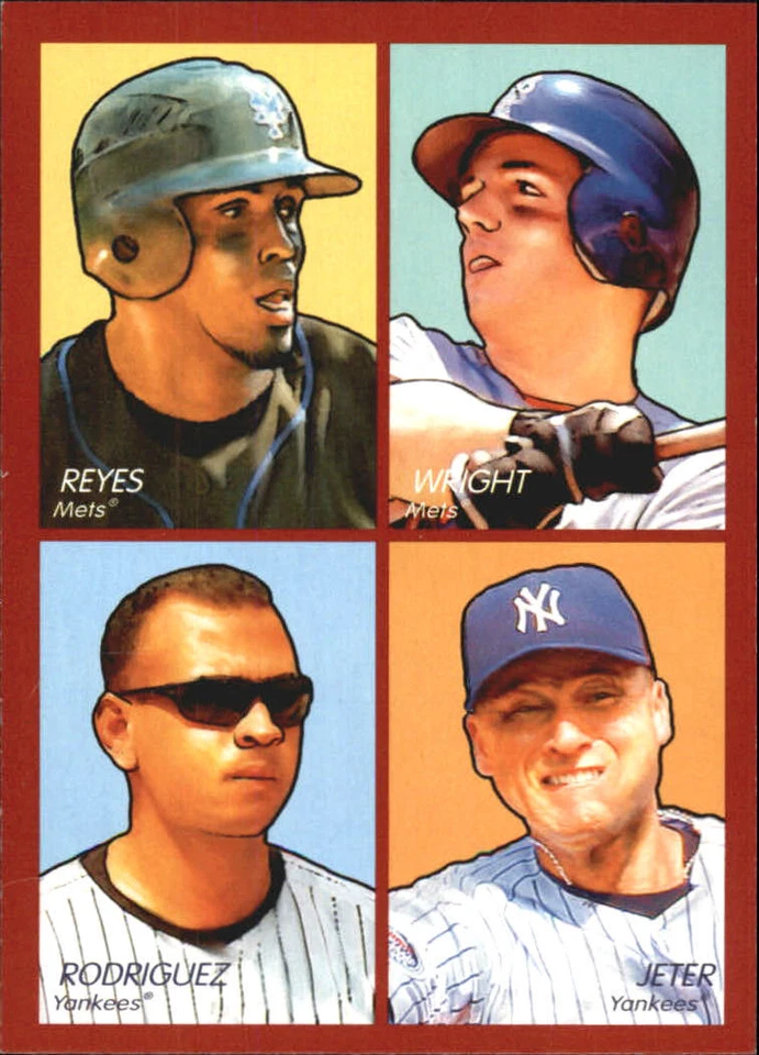 Derek Jeter/Jose Reyes/David Wright//Alex Rodriguez 2009 Goudey "4 en 1" BV $8 Foto 1 de 1