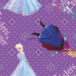 5/6 Yard Disney Frozen Sisters Forever Purple Polka Dots Cotton Fabric - Picture 1 of 1