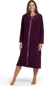 Miss Elaine NWT Women Size Small 47" Long Aubergine Burgundy Zipper Fleece Robe - Picture 1 of 2