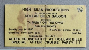 Dollar Bill's Saloon BIGLIETTO STUB B&B Riverboats 24 luglio 1983 B&B Riverboats - Foto 1 di 2