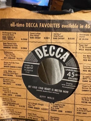old 45 rpm record, Decca, My cold, ccold heart is melted now, Hey Joe - Image 1 of 2
