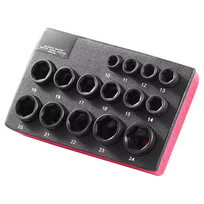 Drive Impact Socket Set 3/8 In.-15-Piece Ultra-Short Socket Set Metric 10-24Mm-6 - Image 1 of 4