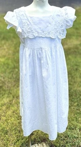 Vintage White Battenberg Lace Dress Made By Hollydays Girls Size 8 - Picture 1 of 16