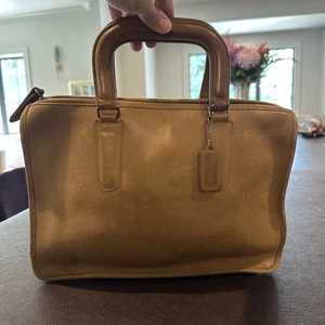 Vintage Coach Bonnie Cashin Camel Leather Slim Satchel New York City Bag CLEAN - Picture 1 of 13