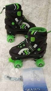 Verstellbare Kinder Rollschuhe Medium US Größe 1-4 schwarz & grün mit Sicherheit... - Bild 1 von 7