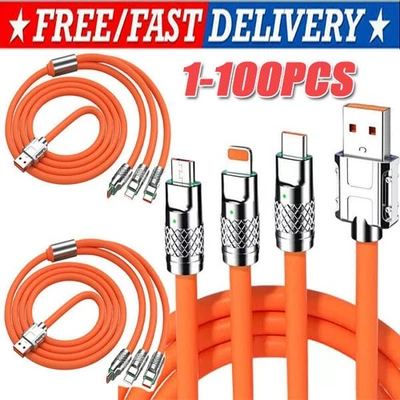 3in1 Fast Charging Cable Cell Phone Charger Cord For iPhone Type C Micro USB LOT - Image 1 of 4