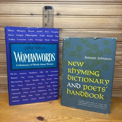 LOT of 2~RHYMING DICTIONARY & POETS' HANDBOOK By Johnson & WOMAN WORDS By: Mills Foto 1 de 4