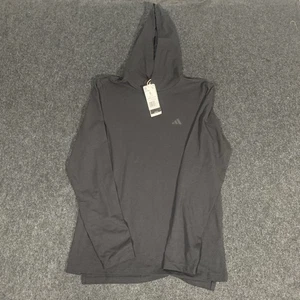 Adidas Axis Tech Hoodie Mens Small Black Pullover Performance Stretch Shirt New - Picture 1 of 13