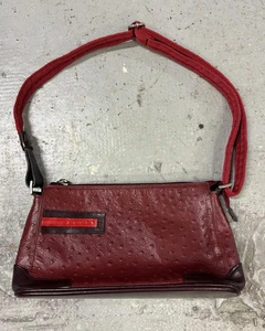 SS2000 Prada Burgundy Ostrich Leather Handle Bag (One Size) - Picture 1 of 8
