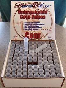 500 NEW DuraClear PENNY COIN TUBES in display boxes Made in the U.S.A. - Picture 1 of 4