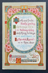 Postcard, Birthday Greetings 1910, Elkhorn, Wis "used" with 1c Franklin stamp - Imagen 1 de 3
