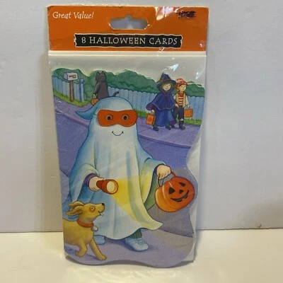 VTG Gibson Halloween Greeting Cards Ghost 8 Pack NOS Die Cut Trick Or Treat Dog - Image 1 of 2