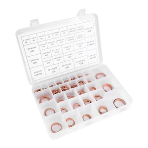 570pcs 30 Sizes Copper Washers Flat Ring Set With Plastic Box Accessories. - Picture 1 of 8