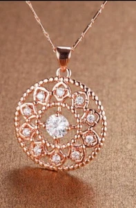 Rose Gold Necklace Crystal Chain Pendant Necklace Wedding free gift box 987 - Picture 1 of 4