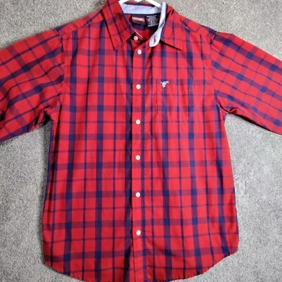 牧马人衬衫男孩 XL 14/16 格子长袖纽扣西部乡村牛仔竞技 — 第 1/4 张图片