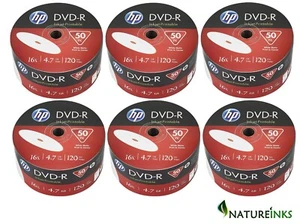 300 Genuine HP White Inkjet Printable DVD-R 16x 4.7GB 120 mins Blank Discs - Picture 1 of 4