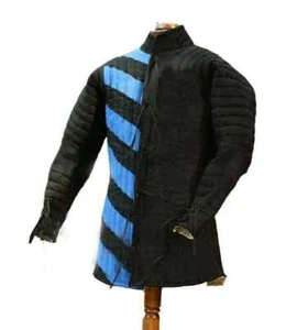 New Stylish Medieval Blue & Black Check Gambeson Reenactment SCA LARP Costume - Picture 1 of 3