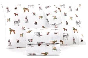 Charter Club Luxury 100% Cotton Flannel 4 Piece Sheet Set Party Dogs Queen $140 - Picture 1 of 8