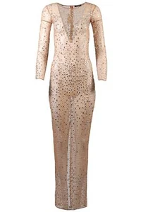 RETROFÊTE CRYSTAL AND MESH MAXI DRESS XSMALL - Picture 1 of 4