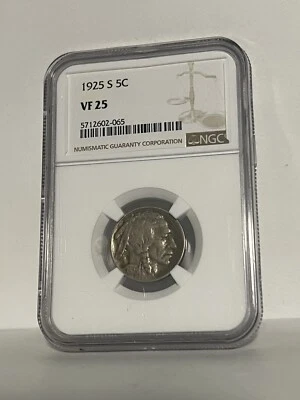 1925 S NGC VF-25 Buffalo Nickel - Image 1 of 2