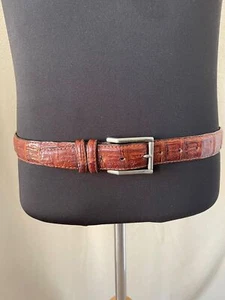 Neiman Marcus Vintage Brown Italian Genuine Crocodile Belt - Size 85/32 - Picture 1 of 12
