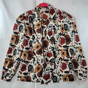 Rhoda Lee Womens Blouse Size Medium Abstract Floral Button Down  - Picture 1 of 12