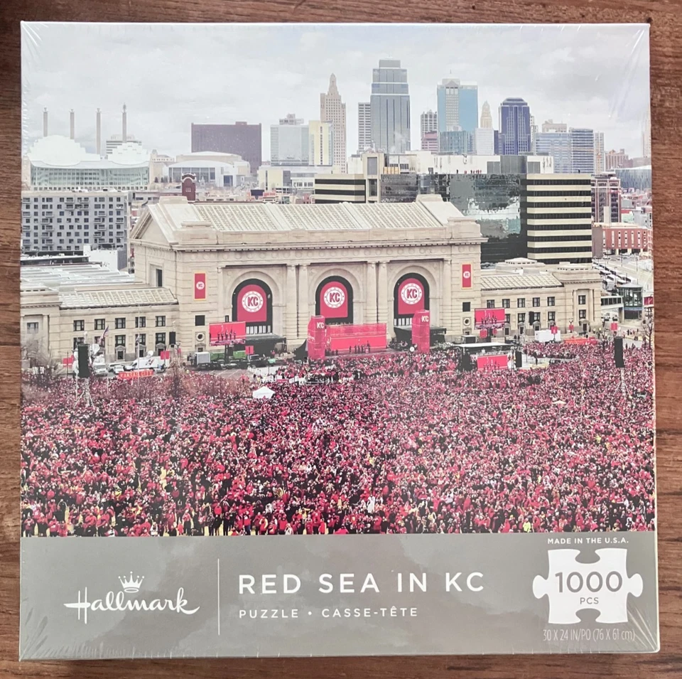 Hallmark Red Sea in KC Chiefs Jigsaw Puzzle NFL Celebration 1000 PC Super Bowl