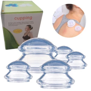 5 Cups Set Transparent Medical Silicone Vacuum Cupping Massage Jar Suction w/Box - Picture 1 of 10