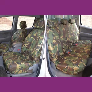 Fundas de asiento para Toyota Hilux Invincible 2005-16 doble cabina delantera trasera verde camuflaje - Imagen 1 de 3