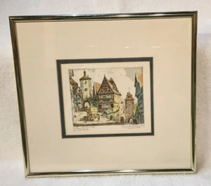 Original Farbradierung Plonlein Rothenburg ob der Tauber Germany signiert - Bild 1 von 8