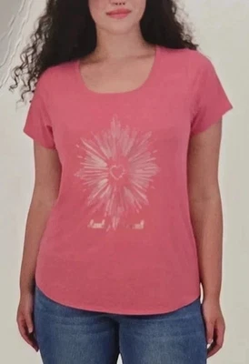 LUCKY BRAND NWT Women's Baroue Rose Heart Graphic T-Shirt Size Small - Image 1 of 4