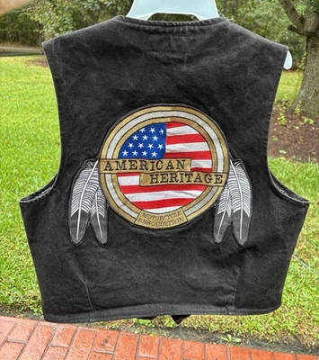 Chaleco de Motocicleta Western Express American Heritage Negro Denim Talla Grande De Colección Foto 1 de 3