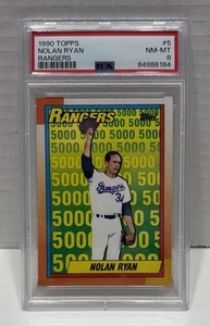 1990 TOPPS #5 NOLAN RYAN HOF PSA 8 NM-MT RANGERS - Picture 1 of 3