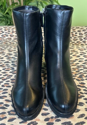 GIUSEPPE ZANOTTI BOTINES DE CUERO NEGRO CON CREMALLERA SUELA, UE 39, US 8.5, NUEVOS CON ETIQUETAS Foto 1 de 4