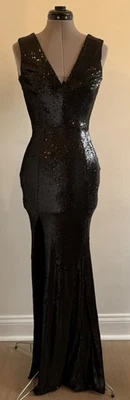 Vestido Dress the Population Negro Lentejuelas Trompeta Sirena Talla XS Foto 1 de 4