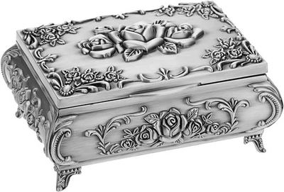 IGNPION Metal Decorative Music Box Rose Elegant Musical Jewellery Box Trinket S