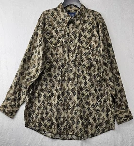 Vintage Wrangler Western Pearl Snap Aztec Long Sleeve Mens 2 XLT - Picture 1 of 14