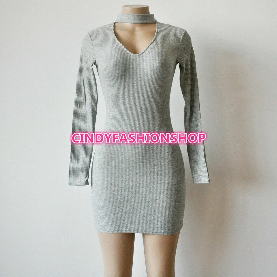 Nuevo Sexy Mujeres Damas Vendaje Manga Larga Club Body con Fiesta Suéter Vestido  Foto 1 de 1