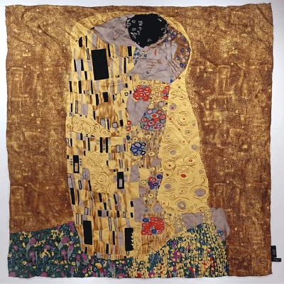 Gustav Klimt / The Kiss / Art Nouveau vienés / Striessnig Wien 100 % seda / 35" Foto 1 de 4