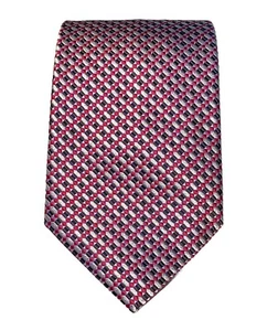 Enzo Bella Geometric Red Gray Black Men's Necktie 100% Silk Made In Italy - Picture 1 of 10