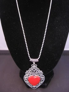 Vintage 925 Sterling Silver Necklace With Heart Pendant - Bild 1 von 9