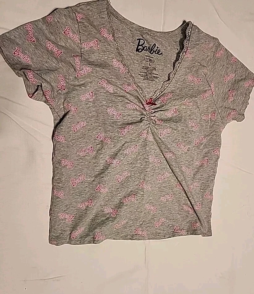 Barbie 2004 Ropa Híbrida Camisa Gris Niñas Talla Grande Super Linda Top Foto 1 de 4
