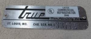 Insignia/emblema/placa de identificación de aluminio vintage TRUE Manufacturing Co. - Imagen 1 de 2