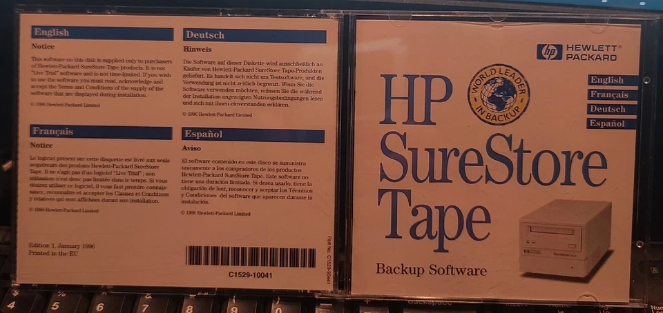 Genuine Vintage Surestore Tape Drive Software Disc W Manual 1996 C1529-10141 - Image 1 of 2