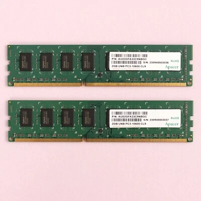 4GB (2x 2GB) DDR3 PC3-10600 1333MHZ Desktop 240 Pin Memory RAM Kit Apacer - image 1 of 2