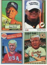 DONALD TRUMP Set of 4 ACEO Baseball Cards-52 & 75 Topps-89 Upper Deck-89 Fleer