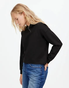Madewell Hoodie Womens S Black Japan Ponte Popover Sleek Layering NWOT - Picture 1 of 12