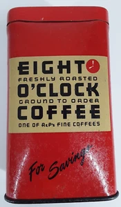 Vintage Original Eight O' Clock Coffee Metal Savings Bank - Advertising Tin - Picture 1 of 11