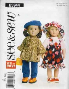 New Pattern 5944 18" Doll Clothes Modern Jumper Hat Pants Smock Top Peasant BOHO - Picture 1 of 2
