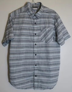 Columbia Sportswear Regular Fit Gray Blue Striped Casual Short Sleeve Shirt M - Picture 1 of 5